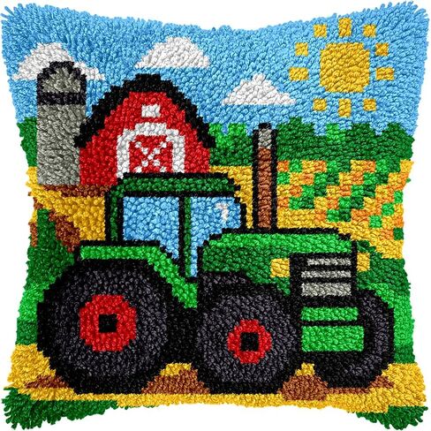 Farm Tractor Latch Hook Pillow Kit for Adults Beginners, DIY Cushion Cover in Kuwait