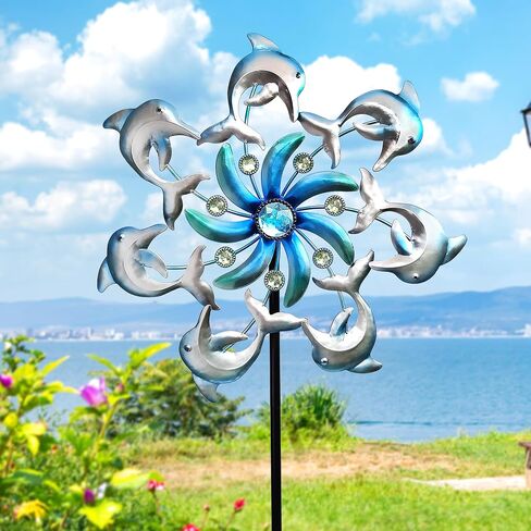 COOZZYHOUR 39" Sea Turtle Wind Spinners Garden Stake,Outdoor Wind Sculpture Yard Art Decorations for Patio,Lawn in Kuwait