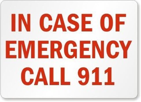 SmartSign 10 x 14 inch “In Case Of Emergency Call 911" Metal Sign, Screen Printed, 40 mil Laminated Rustproof Aluminum, Red and White in Saudi Arabia
