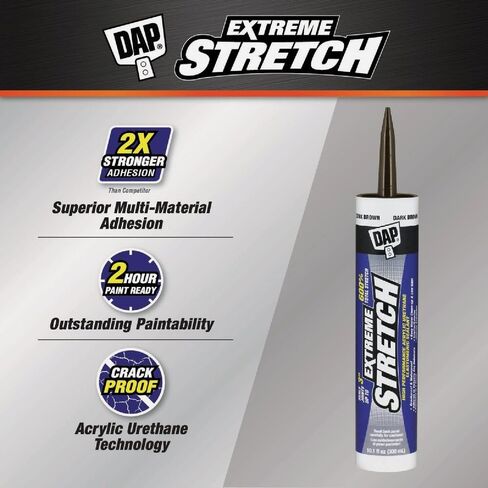 DAP 7079818708 Extreme Stretch Elastomeric Sealant, Dark Brown, 10 Ounces in Kuwait