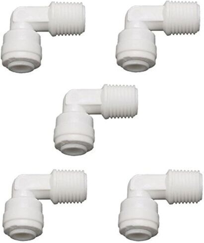 Lemoy 1/4 inch Male Thread to 1/4 inch Tube Elbow Quick Connect Ro Reverse Osmosis water Filter Fitting Male Elbow Pack of 5 in Kuwait