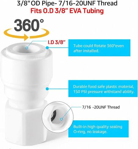 Dbgogo 3/8 Push to Connect Fittings, Plastic Straight 3/8" OD Tube to 7/16" Thread Push to Connect Tube Fittings Quick Connect Air Hose Fittings for Ball Lock Quick Disconnect Co2 Regulator (4PCS) in Kuwait