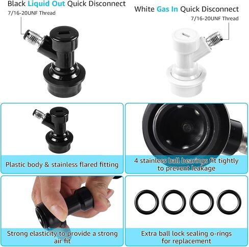 Dbgogo 3/8 Push to Connect Fittings, Plastic Straight 3/8" OD Tube to 7/16" Thread Push to Connect Tube Fittings Quick Connect Air Hose Fittings for Ball Lock Quick Disconnect Co2 Regulator (4PCS) in Kuwait