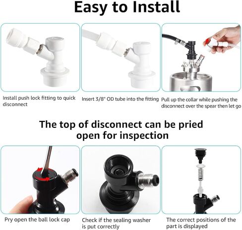 Dbgogo 3/8 Push to Connect Fittings, Plastic Straight 3/8" OD Tube to 7/16" Thread Push to Connect Tube Fittings Quick Connect Air Hose Fittings for Ball Lock Quick Disconnect Co2 Regulator (4PCS) in Kuwait