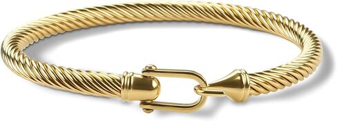 Twisted Cable Bracelet Stylish Fine Stainless Steel Cable Cuff Bracelet with Hook Clasp Bracelets Jewelry for Women in Kuwait