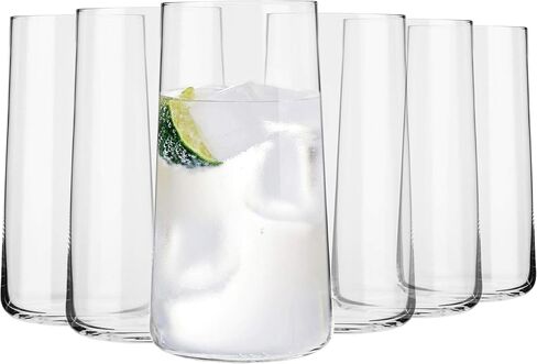 KROSNO Tall Water Juice Drinking Glasses | Set of 6 | 18.3 oz | Avant-Garde Collection | Highball & Tumbler Crystal Glass | Home Restaurants and Parties | Dishwasher Safe | Gift Idea | Made in EU in Saudi Arabia