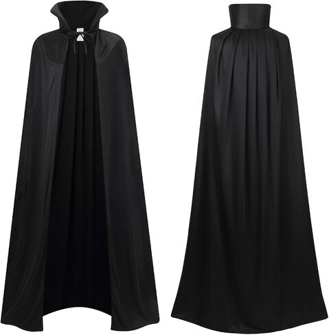 Colorful House Stand Collar with Hood Reversible Cloak Masquerade Cape Costume, Black and Red in Kuwait