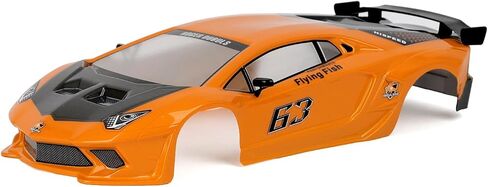 HSP RC Body Shell for HSP Redcat Exceed 1/10 Scale 4wd On Road Racing Drift RC Car with Stickers and Rear Wing Orange in Kuwait