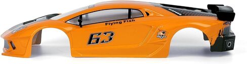 HSP RC Body Shell for HSP Redcat Exceed 1/10 Scale 4wd On Road Racing Drift RC Car with Stickers and Rear Wing Orange in Kuwait