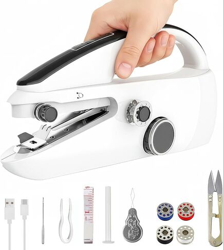 Ninonly Handheld Sewing Machine for Beginners, Portable Mini Sewing Machine with Two Speed Modes for Quick Home Repairs Birthday Christmas Mom Valentine's Day Gifts (White) in Saudi Arabia