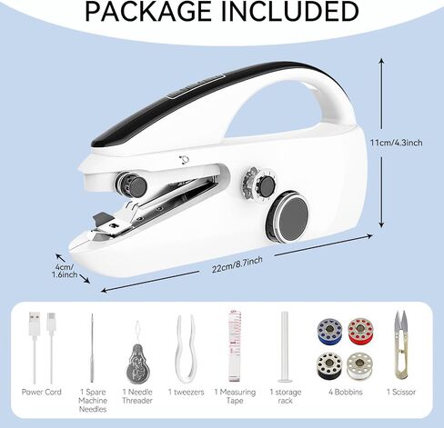 Ninonly Handheld Sewing Machine for Beginners, Portable Mini Sewing Machine with Two Speed Modes for Quick Home Repairs Birthday Christmas Mom Valentine's Day Gifts (White) in Saudi Arabia