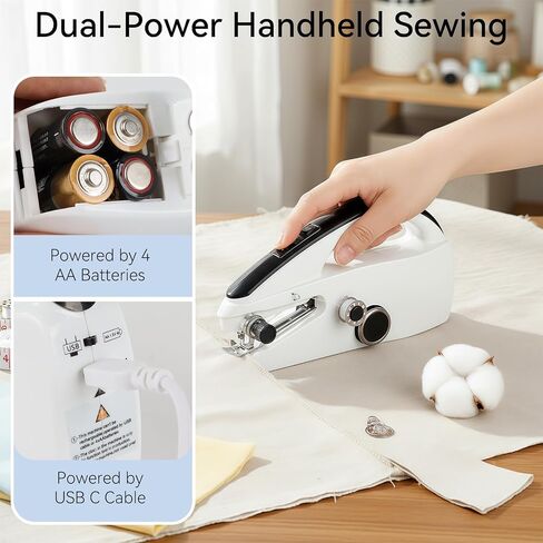 Ninonly Handheld Sewing Machine for Beginners, Portable Mini Sewing Machine with Two Speed Modes for Quick Home Repairs Birthday Christmas Mom Valentine's Day Gifts (White) in Saudi Arabia