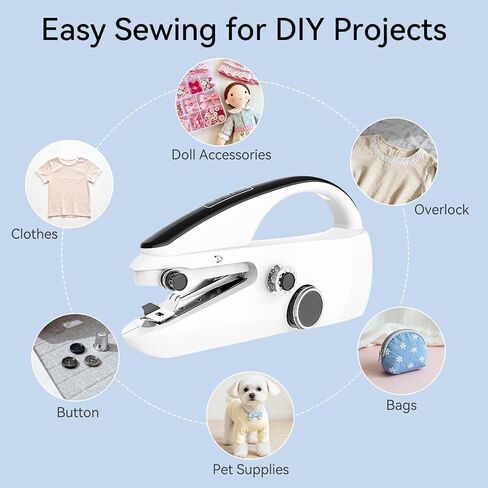Ninonly Handheld Sewing Machine for Beginners, Portable Mini Sewing Machine with Two Speed Modes for Quick Home Repairs Birthday Christmas Mom Valentine's Day Gifts (White) in Saudi Arabia