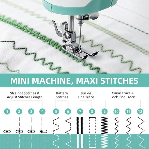 BSHAPPLUS Sewing Machine with Extension Table, 56 PCS Accessory Kit & 12 Built-in Stitches for Beginners & Kids, DIY Projects, Crafting, Quick Fixes, Household Mending Machine (9W) in Kuwait