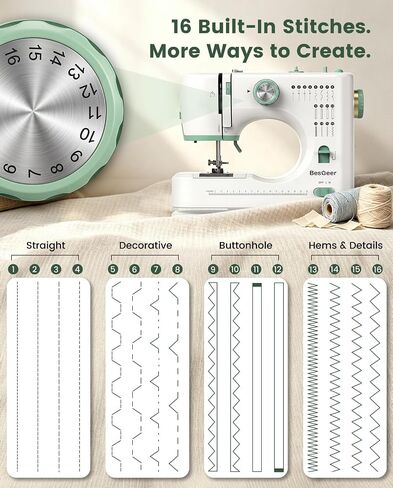 BESGEER Sewing Machine for Beginners with 16 Stitches,42Pcs Sew-Threads Kit in Kuwait