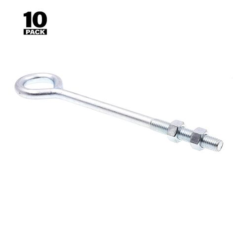 Prime-Line 9067010 Eye Bolts With Nuts, 1/2 In.-13 X 10 In., Zinc Plated Steel (10 Pack) in Kuwait