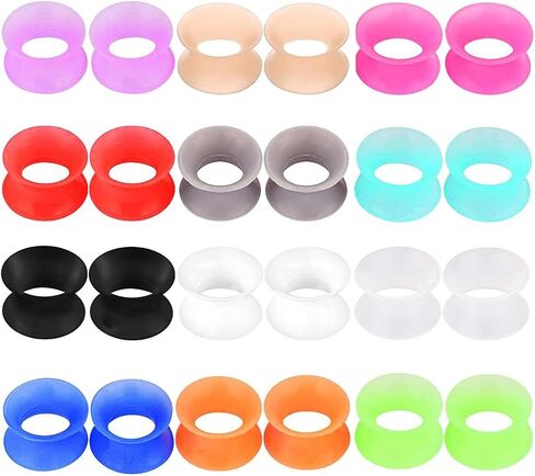 24PCS Soft Silicone Ear Gauges Flesh Tunnels Plugs Stretchers Expander Double Flared Flesh Tunnels Ear Piercing Jewelry for Women Men in Kuwait