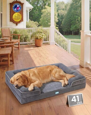 OhGeni Orthopedic Extra Large Dog Bed Couch, Memory Foam, 45×33Inch (Gray) in Kuwait