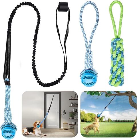 Dog Bungee Toy 5ft for Medium Dogs,Interactive Dog Tug of War Toys Set, Bungee Tether Set with Rope & Ball for Hanging on Trees, Doors,Not for Aggressive Chewers in Kuwait