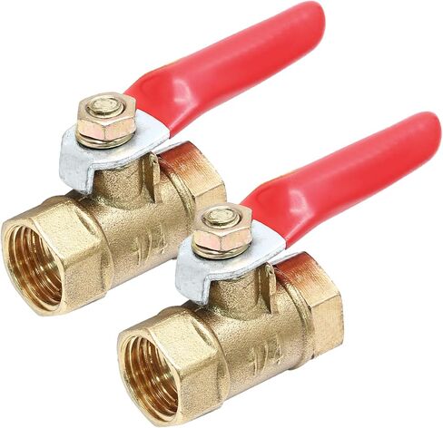 2 Pcs Brass Water Ball Valve, Female to Female Shut Off Valve Hose Barb Tubing Connector Switch Thread Pipe Fitting for Air, Water Pipes（1/4"） in Kuwait