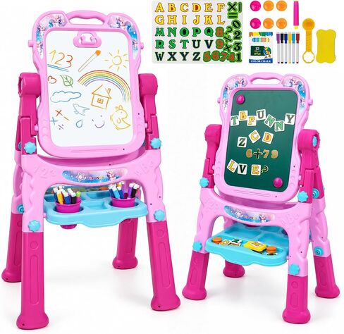 Easel for Kids, Double-Sided Magnetic Drawing Board with Art Set in Kuwait