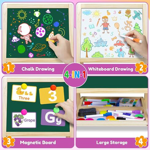4 in 1 Tabletop Painting Art Kids Easel 3 4 5 Double-Sided Drawing Board in Kuwait