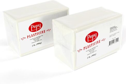 Pepy Reusable and Non-Drying Oil-Based Plasticine Modeling Clay, White, 4 Pounds, Sulfur-Free & Non-Toxic, Great for Kids, Beginners, and Artists, Perfect for Arts and Crafts Projects in Kuwait