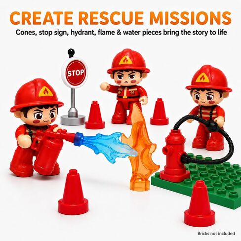 FUNERICA Fireman Toys for Kids, 3 Large Poseable Firefighter Figures & Fire Rescue Accessories, 14-Piece Firefighter Playset for Pretend Play in Saudi Arabia