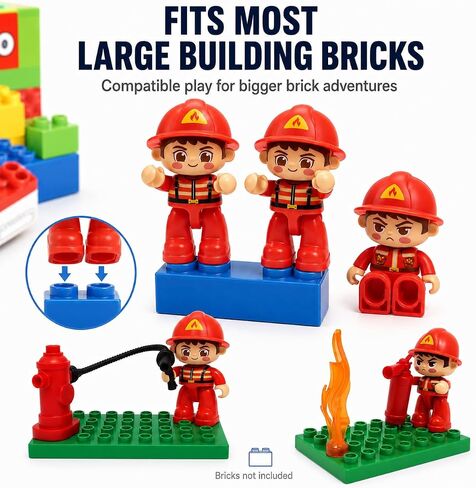 FUNERICA Fireman Toys for Kids, 3 Large Poseable Firefighter Figures & Fire Rescue Accessories, 14-Piece Firefighter Playset for Pretend Play in Saudi Arabia