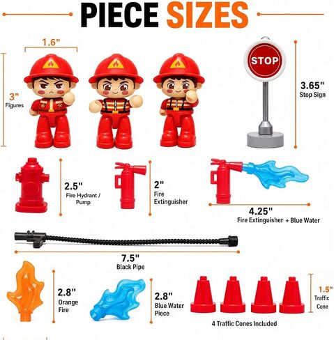FUNERICA Fireman Toys for Kids, 3 Large Poseable Firefighter Figures & Fire Rescue Accessories, 14-Piece Firefighter Playset for Pretend Play in Saudi Arabia