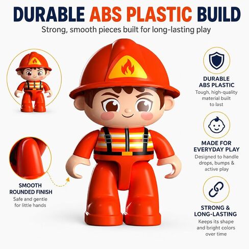 FUNERICA Fireman Toys for Kids, 3 Large Poseable Firefighter Figures & Fire Rescue Accessories, 14-Piece Firefighter Playset for Pretend Play in Saudi Arabia