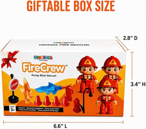 FUNERICA Fireman Toys for Kids, 3 Large Poseable Firefighter Figures & Fire Rescue Accessories, 14-Piece Firefighter Playset for Pretend Play in Saudi Arabia