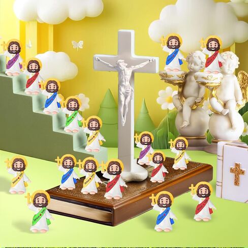 200 Pcs Cross Little Jesus Figures Bulk Easter Religious Cross Jesus Toys, Mini Jesus Figurines in Bulk, Easter Jesus Loves You Christ Toys, School Religious Party Favors Gift for Easter Egg Stuffers in Kuwait