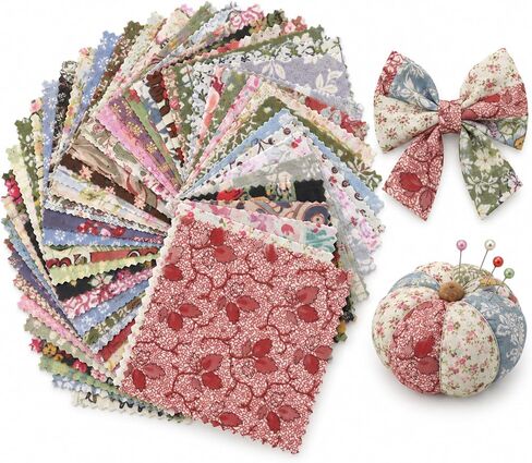 50 Pcs Vintage Fabric Squares Charm Pack Fabric Quilting Squares in Saudi Arabia