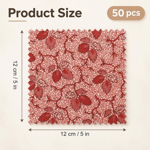 50 Pcs Vintage Fabric Squares Charm Pack Fabric Quilting Squares in Saudi Arabia