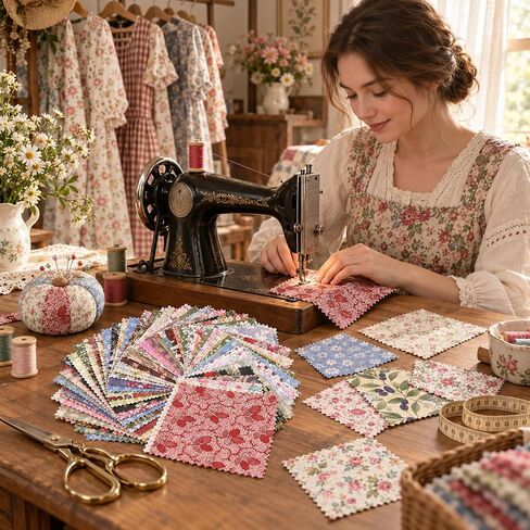 50 Pcs Vintage Fabric Squares Charm Pack Fabric Quilting Squares in Saudi Arabia