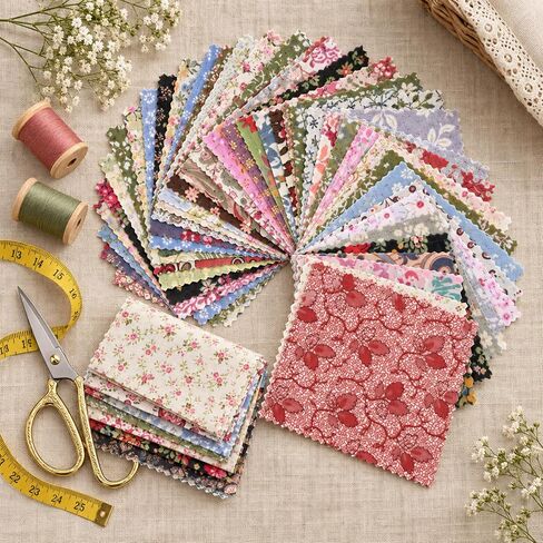 50 Pcs Vintage Fabric Squares Charm Pack Fabric Quilting Squares in Saudi Arabia