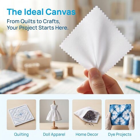 White Cotton Fabric Squares 100 Pack, 5 inch Precut Charm Pack in Kuwait