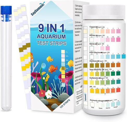 Aquarium Test Strips for Fish Tank: 9 in 1 Aquarium Ammonia Test Strips for Fish Tank - 125 Counts Aquarium Water Test Kit Testing Ammonia Nitrogen, Copper, pH and More in Kuwait