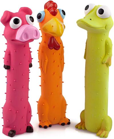 CHIWAVA 3PCS 9" Squeaky Latex Dog Toy Standing Stick Animal for Medium Dogs in Saudi Arabia