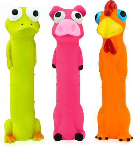 CHIWAVA 3PCS 9" Squeaky Latex Dog Toy Standing Stick Animal for Medium Dogs in Saudi Arabia