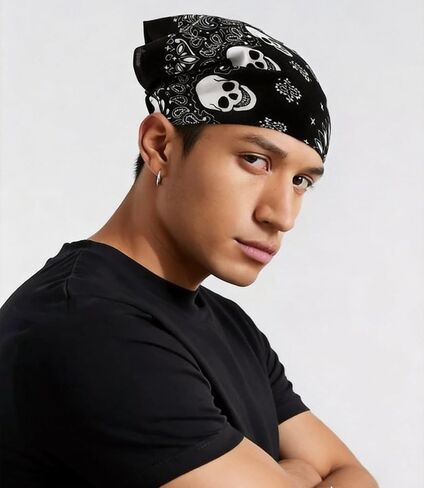GERINLY 3pcs Men's Retro Bandana Scarf Stylish Paisley Pocket Squares Tie Dye Cowboy Wraps Headwraps for Hip Hop in Kuwait