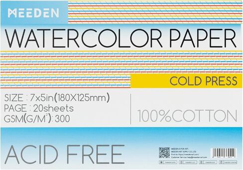 MEEDEN Cotton Watercolor Paper Block: 10" x 7" Cold Pressed of 20 Sheets in Kuwait