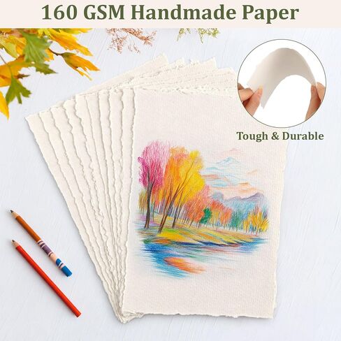 30 Sheets Deckled Edge Paper, Handmade Paper, Textured Paper in Kuwait