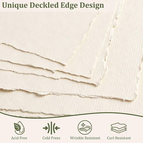 30 Sheets Deckled Edge Paper, Handmade Paper, Textured Paper in Kuwait
