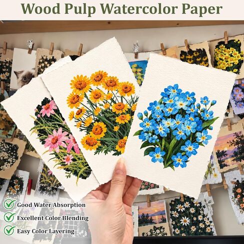 30 Sheets Deckled Edge Paper, Handmade Paper, Textured Paper in Kuwait