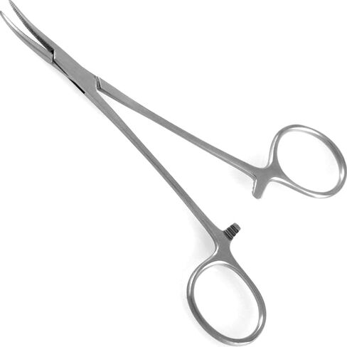 Precision Kelly Hemostat Forceps Locking Tweezers Clamp, Silver, 6.25 Inches, Curved Stainless Steel in Kuwait