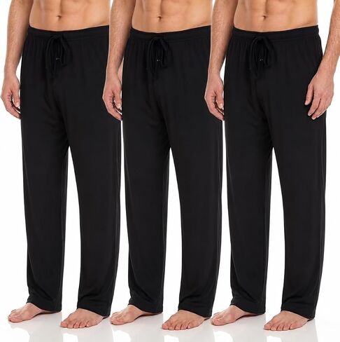 DARESAY Men's Lounge Pants- Soft Cotton Jersey Knit Lounge Bottoms, Mens Pajama Pants With 2 Deep Side Pockets, 3-Pack in Kuwait