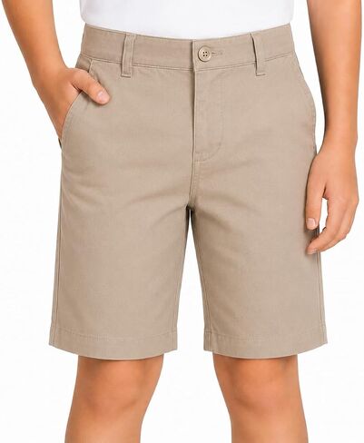 Bienzoe Boys School Uniform Shorts: Kids Cotton Trendy Adjustable Waisted Flat Front Twill Bermuda in Saudi Arabia