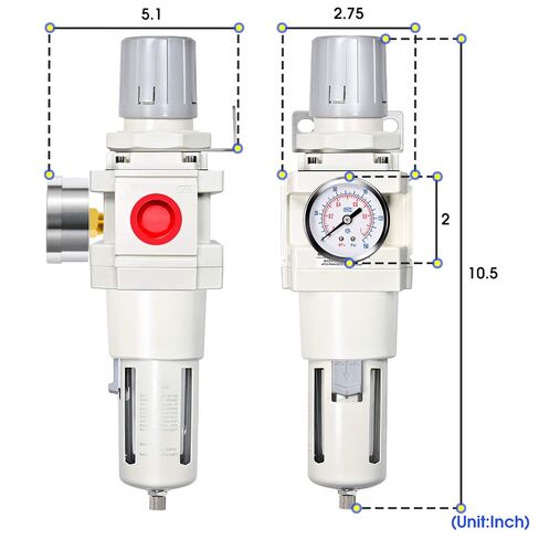 TAILONZ PNEUMATIC 3/8 Inch NPT Air Filter Pressure Regulator Combo Piggyback, Air Tool Compressor Filter with Gauge AW3000-03 in Kuwait